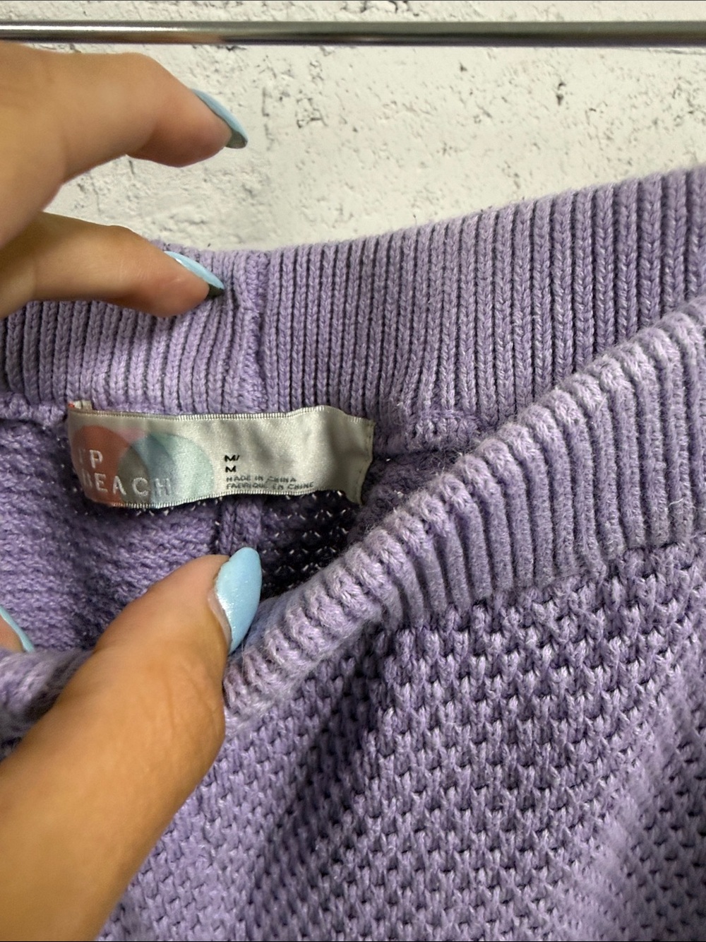 Lilac Waffle Knit Two-Piece Lounge Set FP Beach Size Medium - LIKE NEW Set - Picture 4 of 5